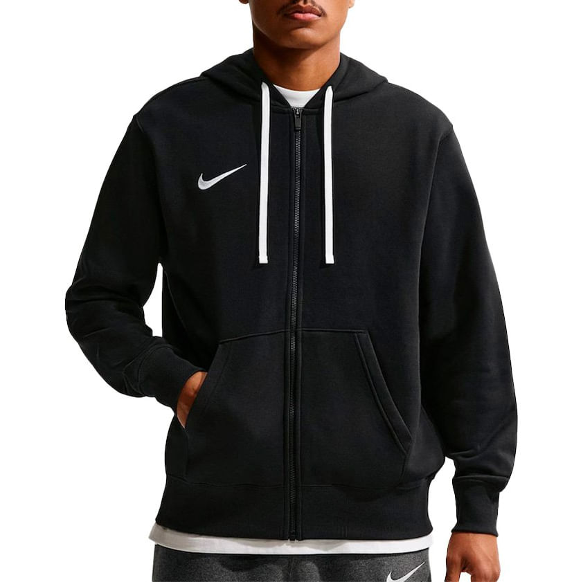 Jaqueta Nike Park Fleece Masculina Dri-FIT Preta com capuz e zíper frontal